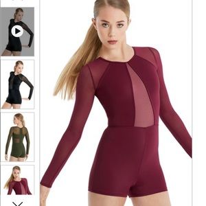 Balera Illusion Black Cherry Mesh Biketard - CL